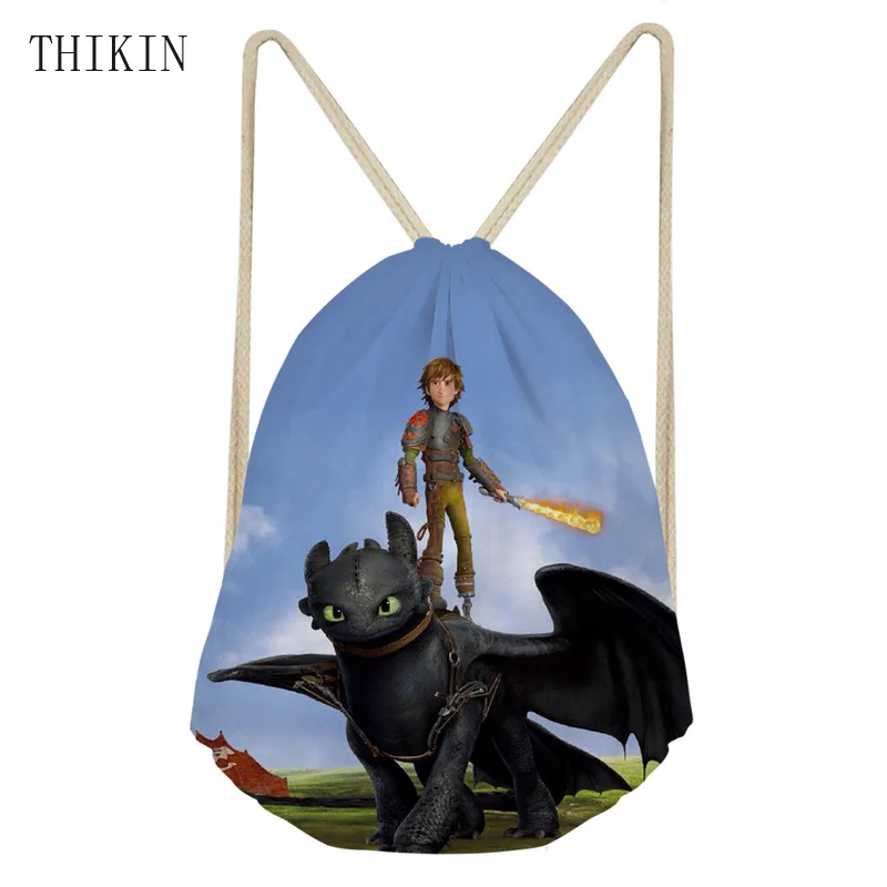 

THIKIN Children Sports Bag How To Train Your Dragon Prints School Suppliers Draw-string Backpack for Teen Boys Swimming Bags
