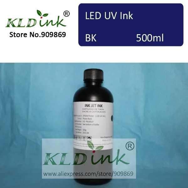 

[ KLD Ink ] Compatible BLACK LED UV Ink for inkjet UV flatbed printer with DX5 DX6 DX7 printhead ( 1 piece X 500ml )