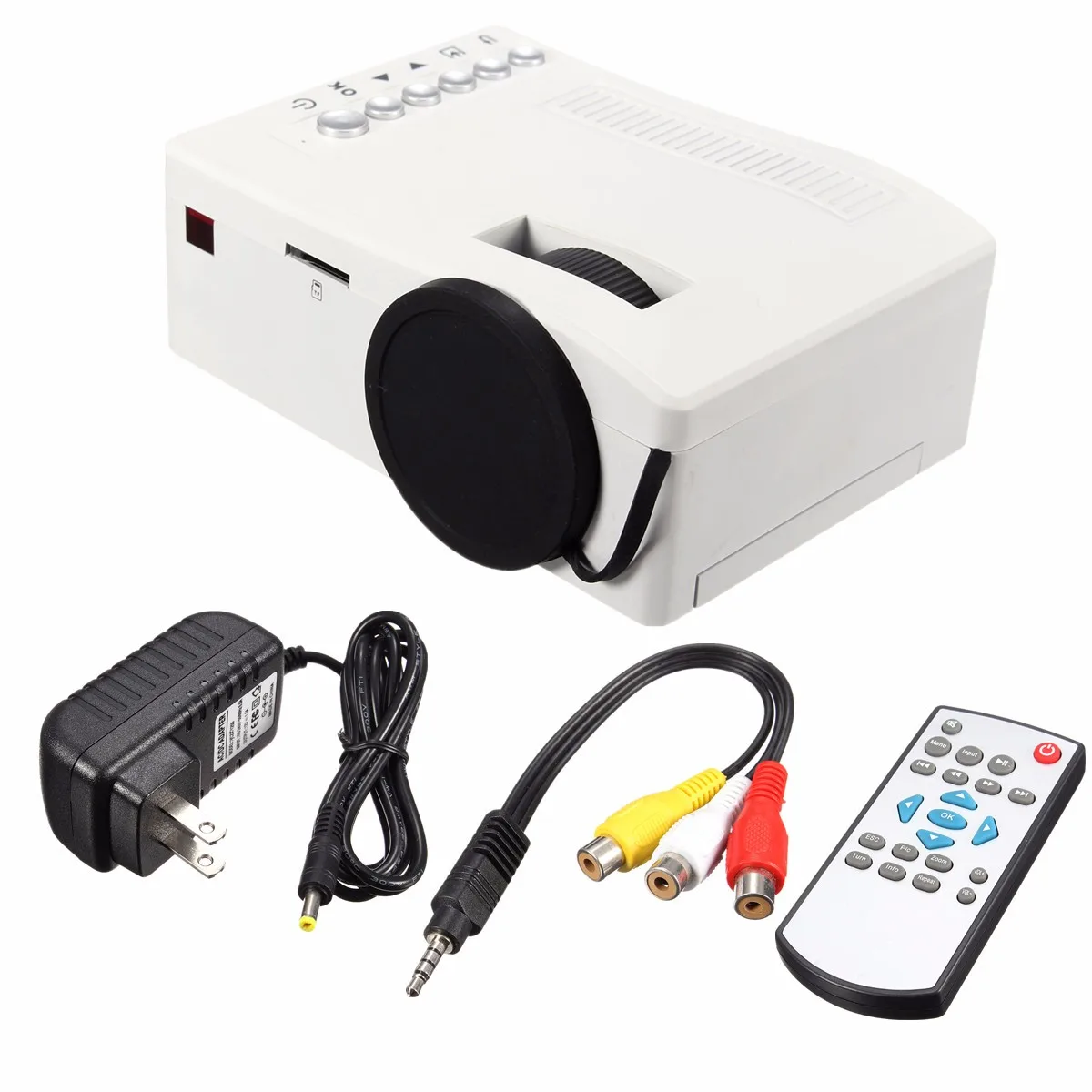 Mini Portable LED Projector 400 Lumen Full HD 1080P 320 x 180 Resolution Home Theater Cinema PC VGA USB SD AV Input HDMI