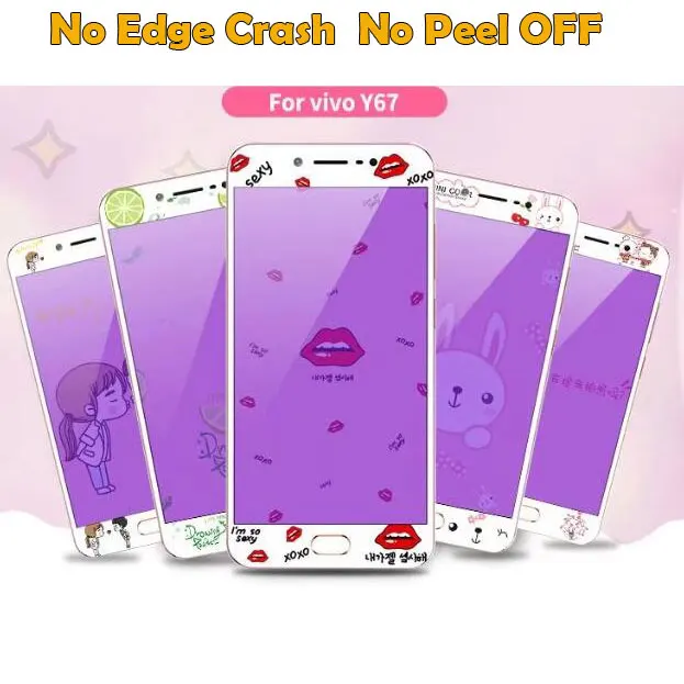 Cute Cartoon 3D 4D skin Tempered Glass Film edge Protector Girls for Vivo X20 Plus V3 V3max Y53 Y67 Y66 Y55 X9 Y79 Y75 |