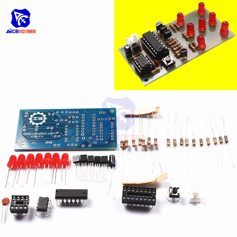 NE555 светодиодный модуль CD4017 5 мм красный 4 в ICSK057A электронный DIY Kit|Интегральные