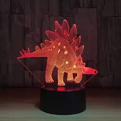 Стегозавр динозавр 3D светодиодный светильник сенсорный переключатель настольная ночник 7 Красочные USB светодиодный Таблица акриловых