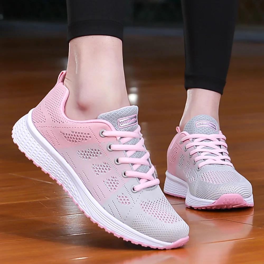 Negro blanco rosa zapatos acolchados QEJEVI estilo escolar mujeres zapatillas deportivas correr zapatillas transpirables verano Atlético gimnasio zapatos