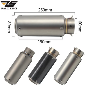 

ZS Racing 60mm Motorcycle Exhaust Modified Scooter SC Muffle Fit For ZX6R CBR1000 Z1000 KTM S1000 Titanium Alloy