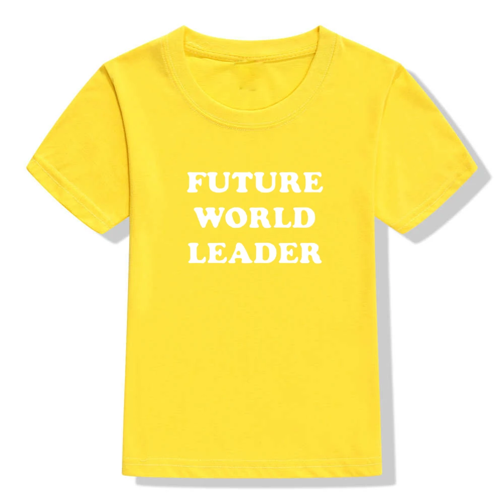 Детская футболка с надписью «Future World Leader»; детская Феминистская футболка; летняя футболка с короткими рукавами для девочек; футболка с надписью «Girl power» - Цвет: 47C4-KSTYE-