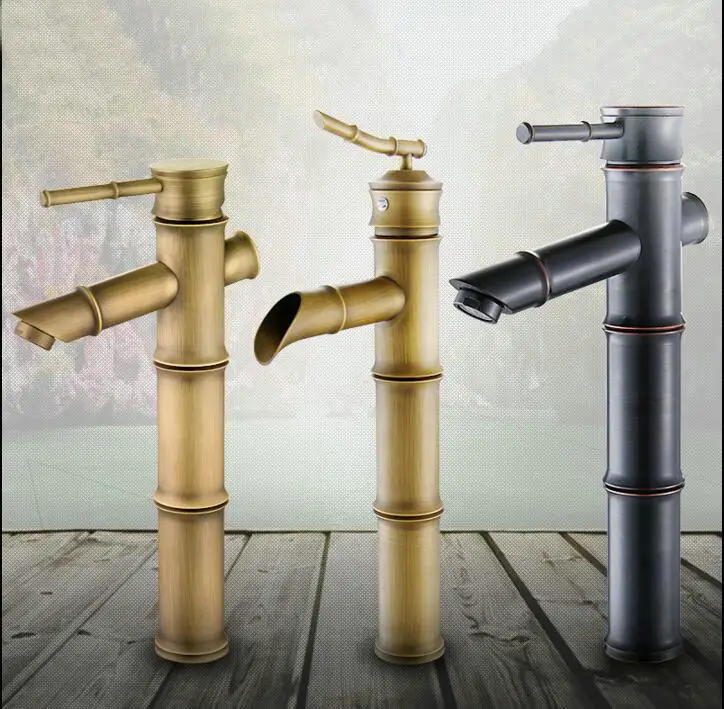 

3 style Bamboo Oil Rubbed Bronze Black Finish Bathroom Basin Hot&Cold Mixer Tap High Quality Waterfall Faucet JM5454