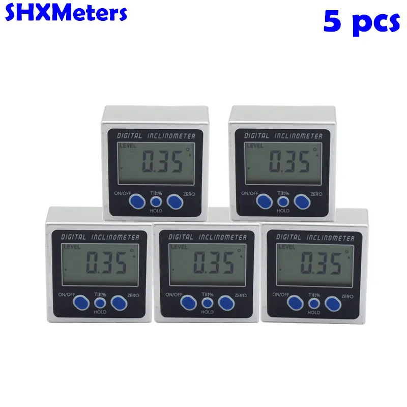 

5pcs 1Lot Digital Protractor Inclinometer Level Box Level Measuring Tool Electronic Angle Meter Angle Finder Angle Gauge