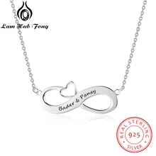 925 Sterling Silver Infinity Love Necklaces Pendants Women Personalized Engrave 2 Name Necklace Anniversary Gift (Lam Hub Fong) infinity love jewelry with heart personalized name necklace 925 sterling silver necklaces