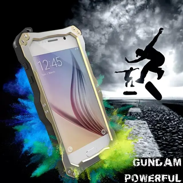 Роскошные золотые чехол для телефона для Samsung Galaxy S6 Edge G9200 G920F Водонепроницаемый тройная защита металлический чехол с Gorilla Стекло