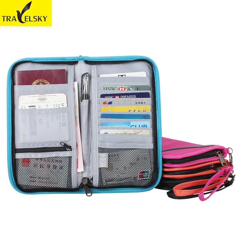 

TRAVELSKY Multi-function credit card wallet Passport holder for business RFID protect high-grade fabric take card and changes