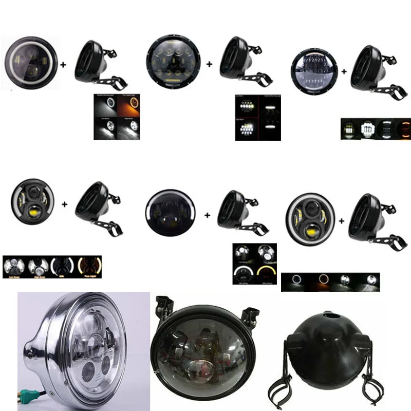 

For BMW Harley Honda Yamaha Motorcycles accessories 7 inch Moto Led Headlight for Harley Motorcycles Housing mount brackets