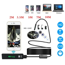 8 мм Wifi эндоскоп Android/IOS/PC бороскоп водонепроницаемый объектив 8 светодиодный эндоскопический HD камера Мягкая трубка Wifi эндоскоп камера