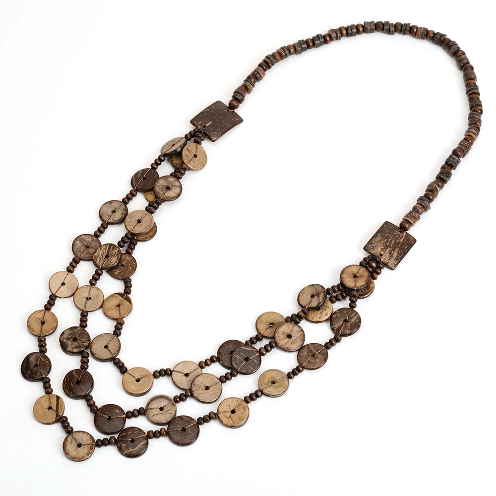 

Vintage Bohemian Tassel Long Necklace Multicolor Coconut shell beads Boho Necklaces For Women Costume Jewelry