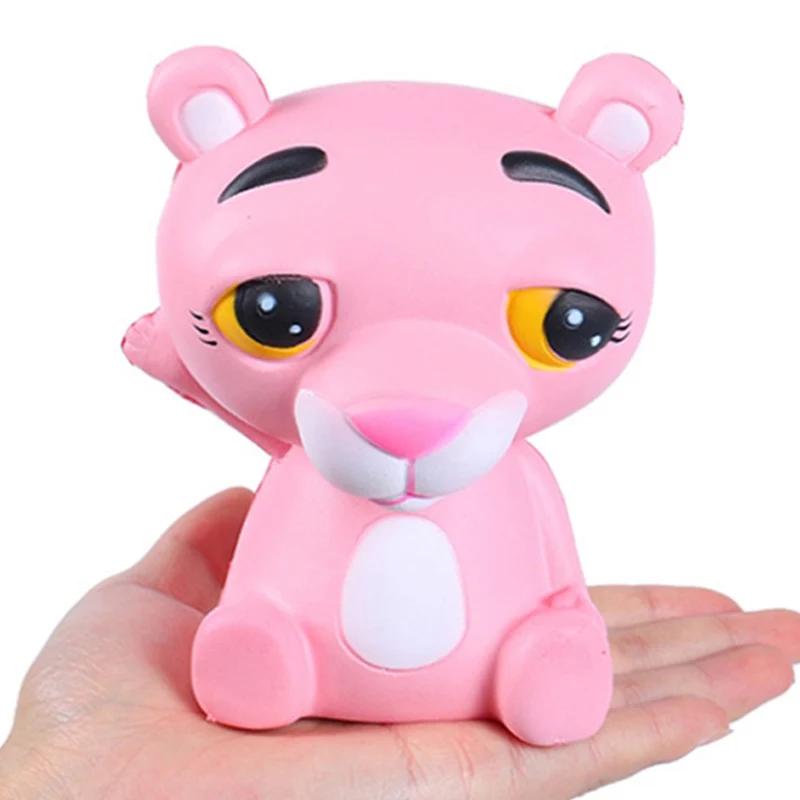Very best Jumbo Kawaii Pink Leopard Squishy Cartoon Doll Squeeze Toy Slow Rising Bread Scented Stress Relief