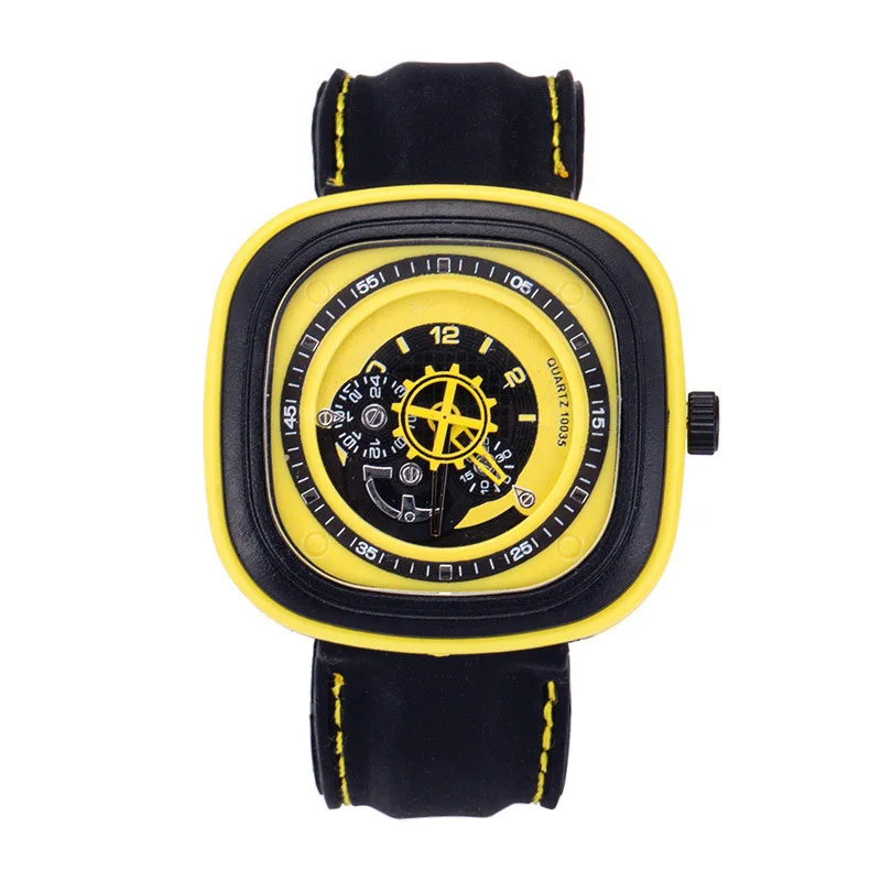 

Quartz quartz watch gear creative square large dial watch for men