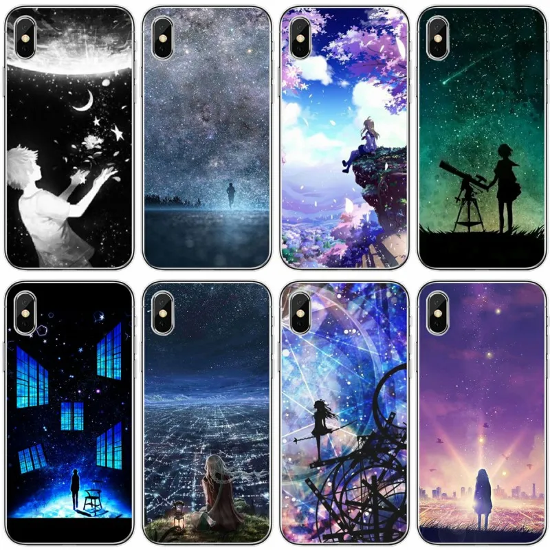 Starry Day Anime Soft Silicone Phone Case For iPhone 6 6plus 7 8 plus 5 5S 5C SE X XS XR Max | Мобильные телефоны и