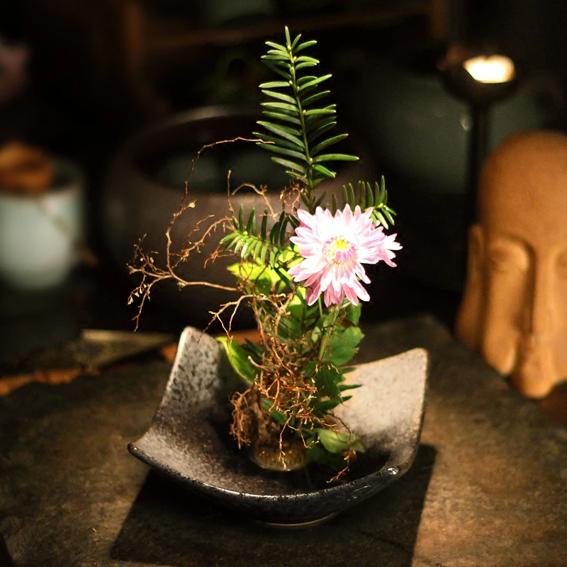 Японский стиль Ikebana цветочный горшок винтажная керамическая чаша для