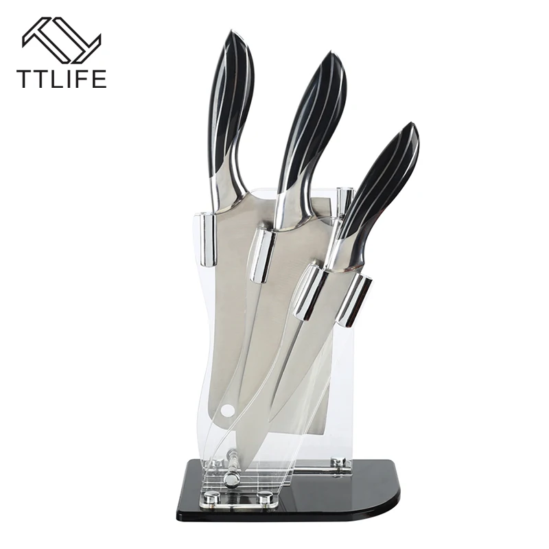 TTLIFE 3 PCS Stainless Steel kitchen Chef Knife Set + Acrylic Holder