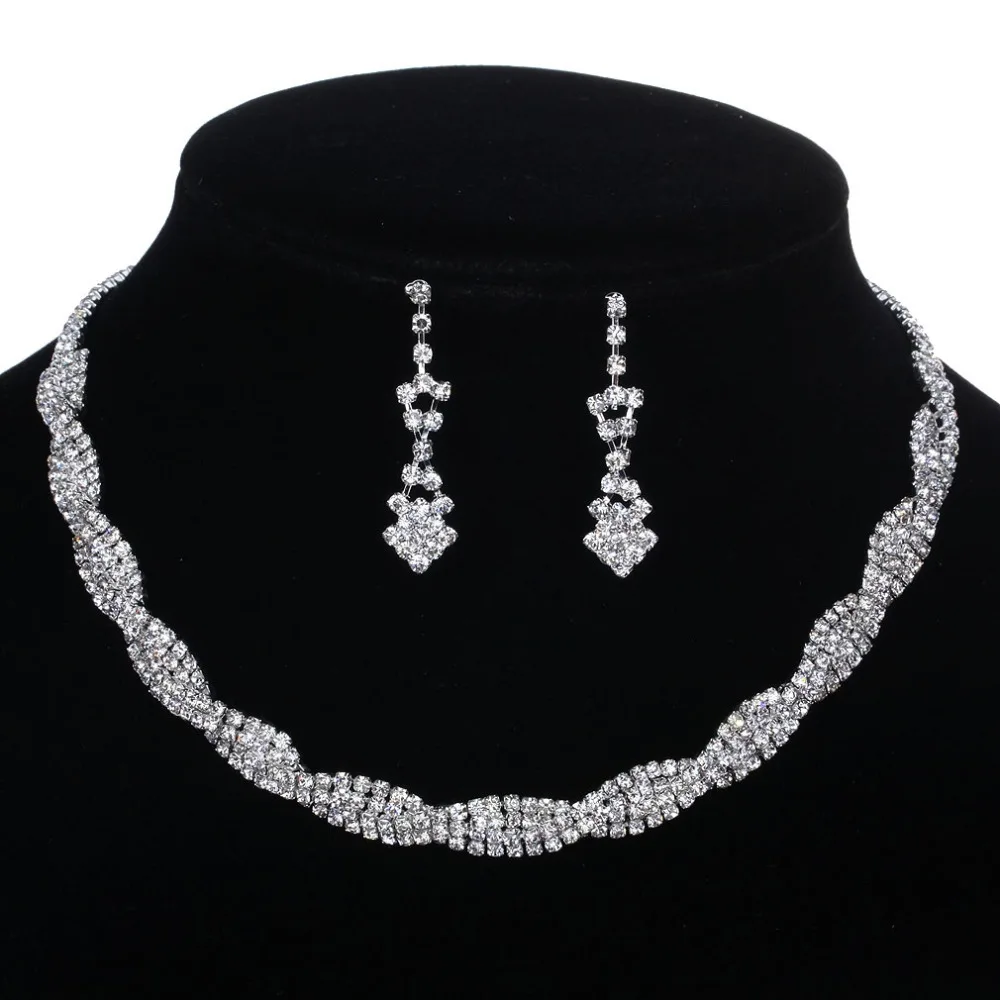 YAZILIND Elegant Crystal Bridal Jewelry Sets Silver Color Rhinestone
