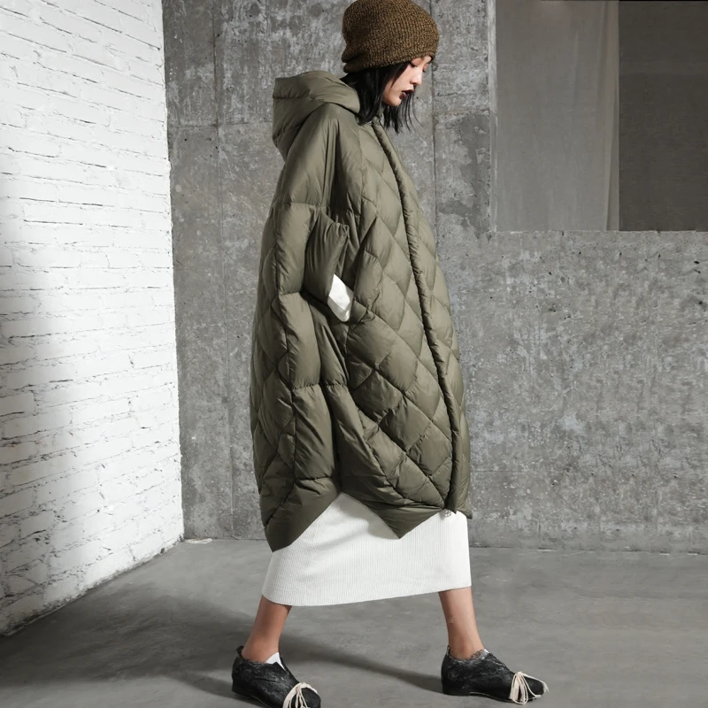 Линетт's chinoiseroy осень зима дизайн женский кокон Стиль Ультра свободный с капюшоном белая утка вниз куртки пальто