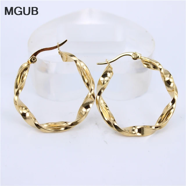 Mgub 30mm Diameter 4mm Thick Hollow Lightweight Gold Silver Color Mgub 30mm Diameter 4mm Thick Hollow Lightweight Gold Silver Color Stainless Steel Earring Por Accessories