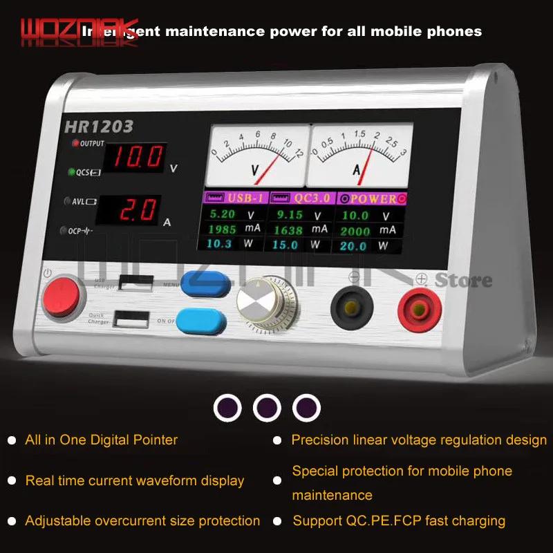 

Wozniak Cellphone Repairs Intelligent Voltage Regulator Current Power Meter 3A Current Oscilloscope for Iphone for Samsung
