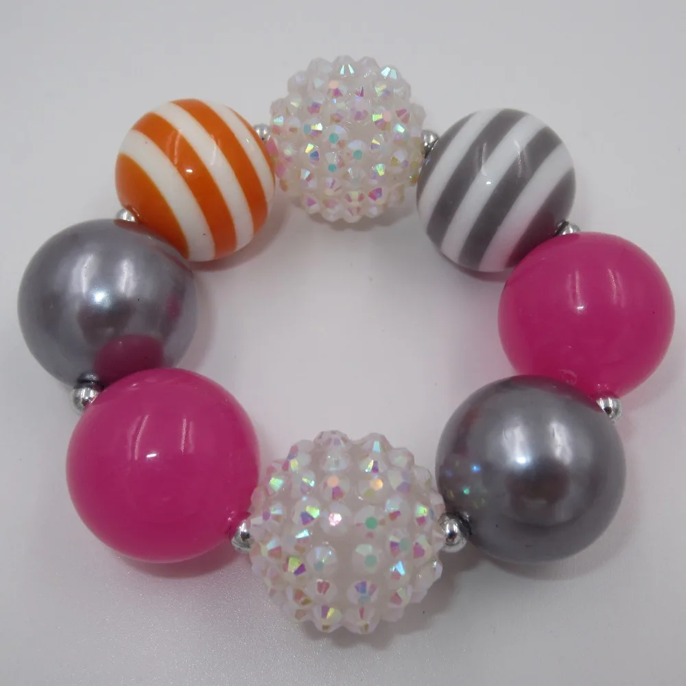 2017New Arrival 20cm Beads Girls Chunky Bracelets Elastic Bubblegum Kids Bracelets Bangles