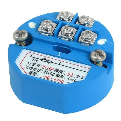 

PT100 Temperature Sensor Transmitter -50-100C Output 4-20mA 24VDC