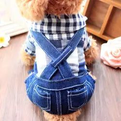 Pet одежда милая собака комбинезон одежда футболка в клетку в полоску Одежда Костюм E2S