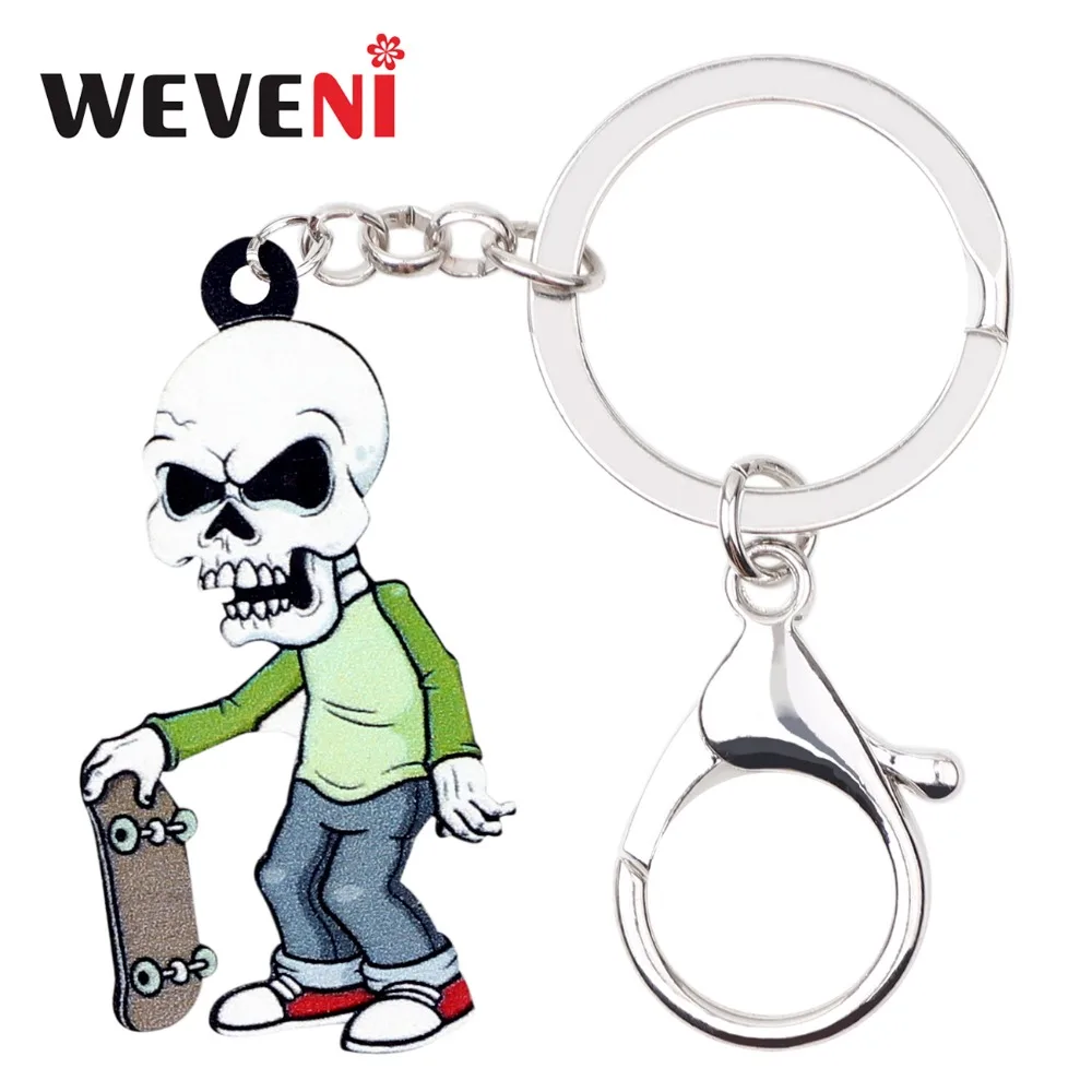 WEVENI акриловый брелок для ключей с героями мультфильмов Хэллоуина конькобежца