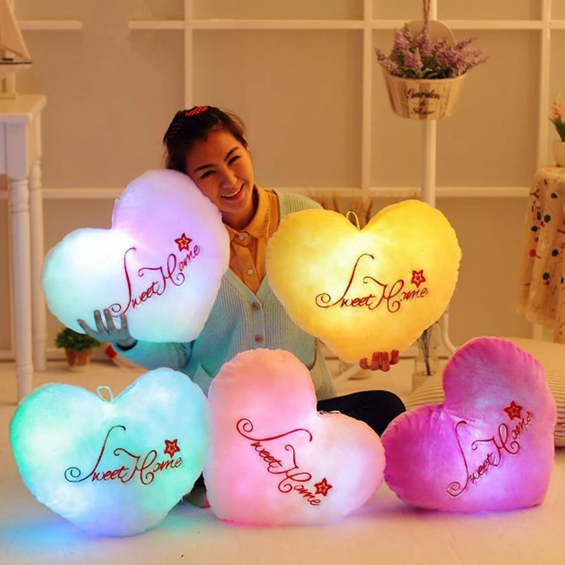 

Sweet love heart shape flashing luminous pillow sweetylove lovers wedding pillow plush toy cushion creative gift