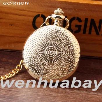 

2017 New Arrival Luxury Golden Shield Dots Design Quartz Pocket Watch Graceful Women's Watch Gifts Fob Chain Gorben Watch P330