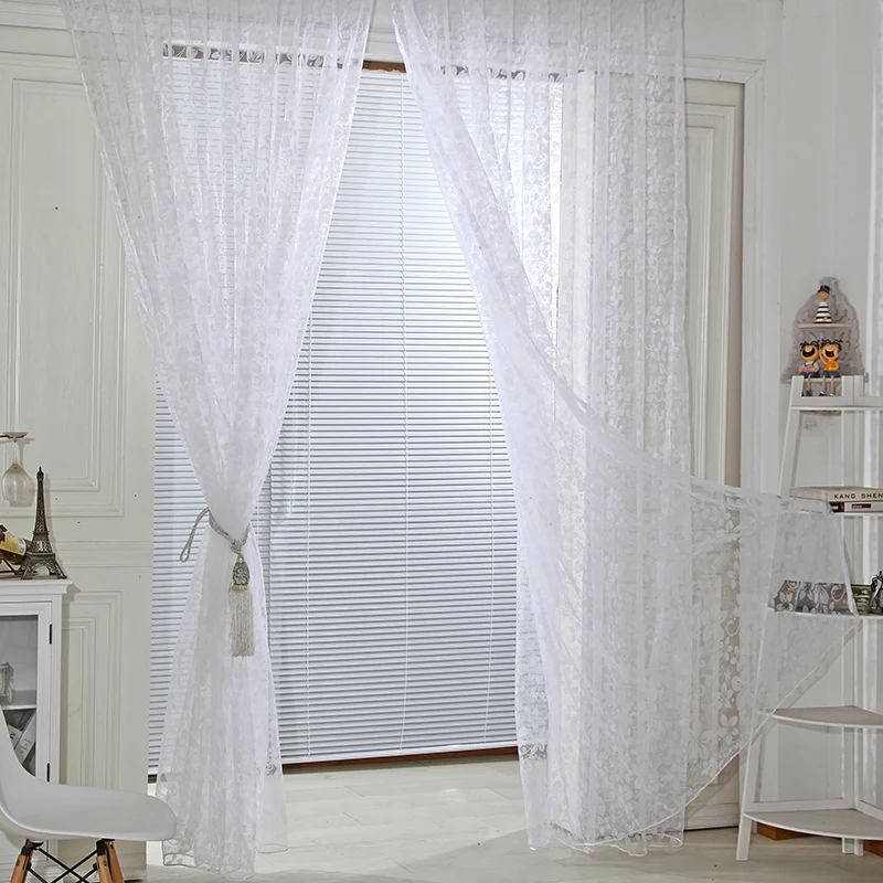 

Home Curtains Home Door Window Panel Room Divider String Curtain Sheer Voile Tulle Drape Scarfs Curtains Home Hanging Decor