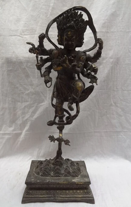 

JP S0114 24" Tibet Bronze Gilt Vajra Joss Kalachakra Dus Khor Kalacakra Buddha Statue Discount 35%