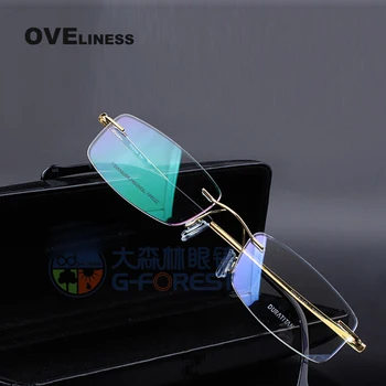 

Prescription eyewear spectacles frame men rimless pure titanium frames women gasses frame myopia glasses oculos de grau