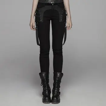

Punk Rave Women's Goth Skinny Jeans With Shoulder Straps WK371XCF