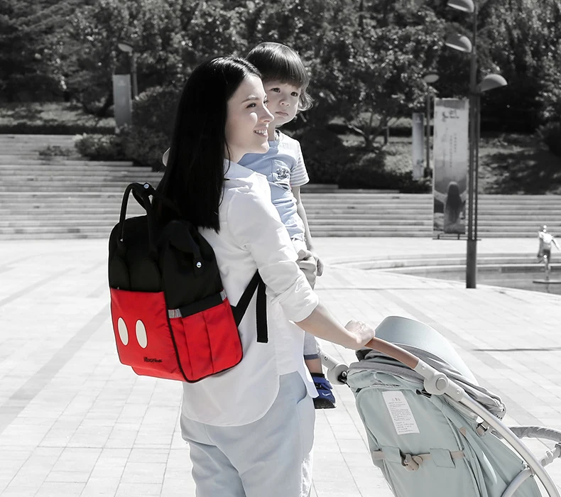 Disney USB сумка для подгузников, рюкзак для мам и мам/Сумка для подгузников для путешествий, рюкзак для ухода за ребенком, Сумка с USB подогревом, большая емкость, бутик