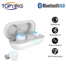 TOPYING Bluetooth 5 Наушники портативные TWS беспроводные наушники-вкладыши 3D стерео звук с микрофоном свободные руки спортивные вкладыши Авто сопряжение гарнитура