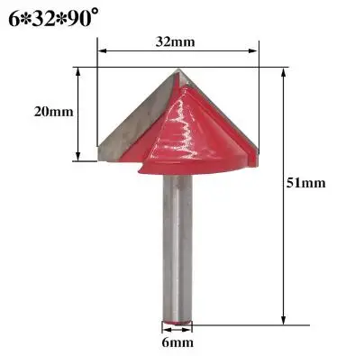 1 шт. 6 мм хвостовик 60 90 120 150 градусов V паз фреза для дерева Вольфрам ЧПУ твердосплавный фрезерный фрезы по дереву гравировальные электроинструменты - Длина режущей кромки: NO 5