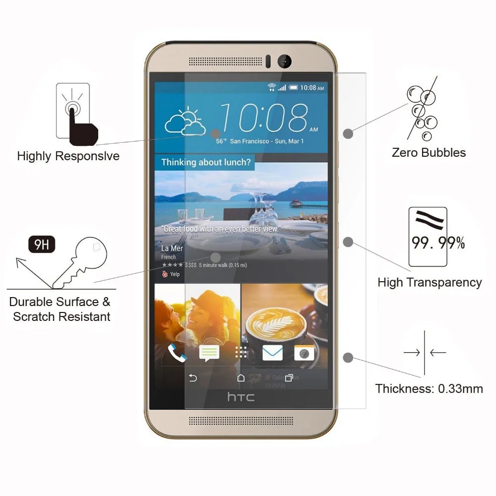 High Clear Explosion proof Front LCD Tempered Glass Film For HTC Desire 600 dual sim Screen