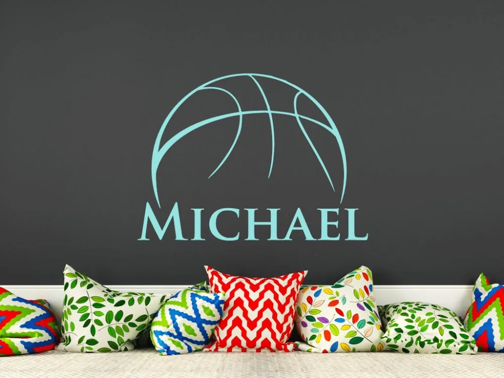 

Basketball Wall Sticekrs Movable Personalized Name Nursery Rooms Home Decor Sport Basketball Wall Decal Boys Room Kids Gift W494