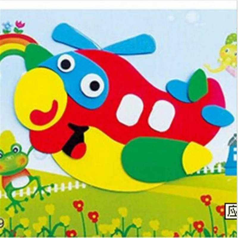 20 designs /lot Early Learning Education Toys for Children DIY Cartoon Animal 3D EVA Foam Sticker Puzzle Series