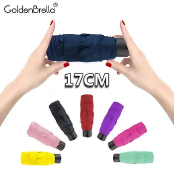 

High Quaility Mini Pocket Umbrella Women 5Fold Fashion 8Colors Umbrella Rain Women Travel Gifts Small Parasol kids Umbrella