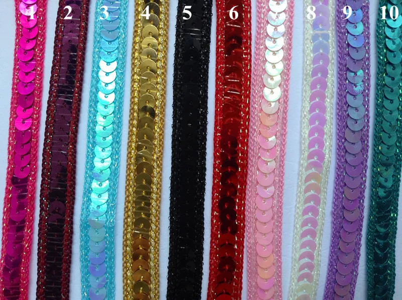 

Free shipping good quality 11mm sequined webbing trim, paillette lace,colorful sequin, stage costume accessories,XERY0716A.
