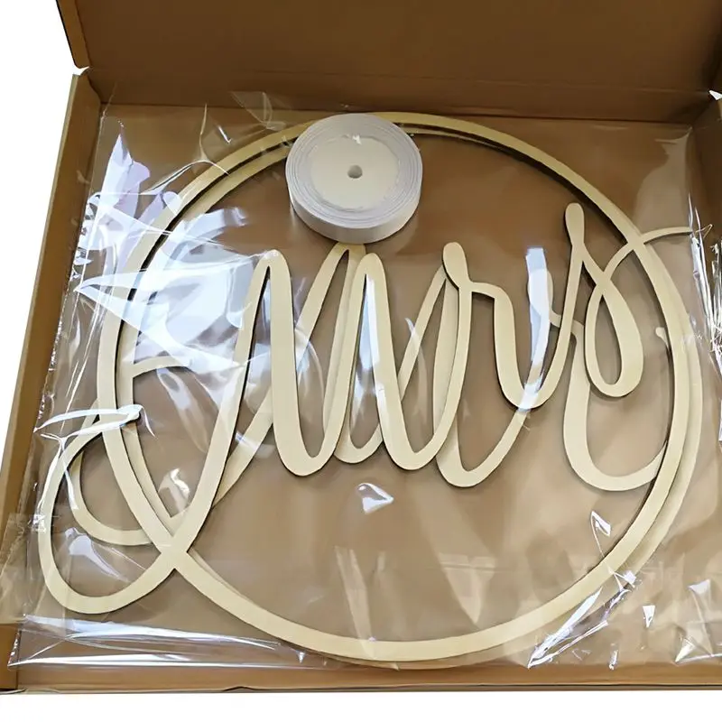 

Mr & Mrs Wedding Chair Signs Floral Hoop Calligraphy Wooden Hanging Circle Set