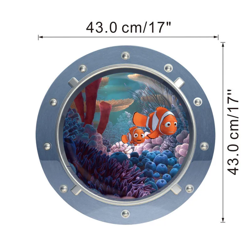 3d яркие Подводные иллюминаторы наклейки на стену, холодильник, ванная комната, украшение дома, акулы, рыбы, Фреска, художественная наклейка из ПВХ - Цвет: PAW024