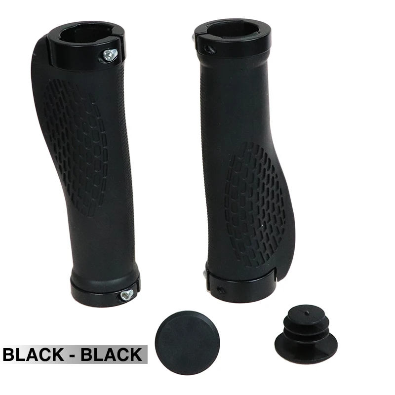 5 Colors Skid Resistance Mountain Road Bicycle Handlebar Grips Ergonomic Rubber Bike Handle Cycling Riding Bicycle Handlebars - Цвет: Black-Black