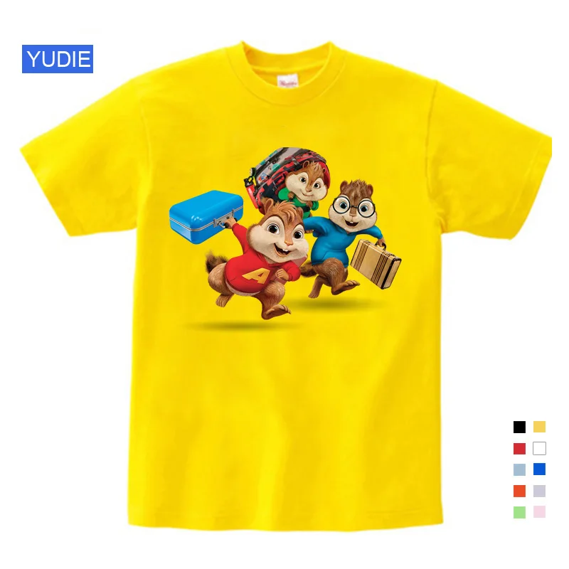 Детская летняя футболка с короткими рукавами; куртки с Элвином и мундучком; белая хлопковая одежда для мальчиков и девочек; От 3 до 9 лет - Цвет: T-shirt3