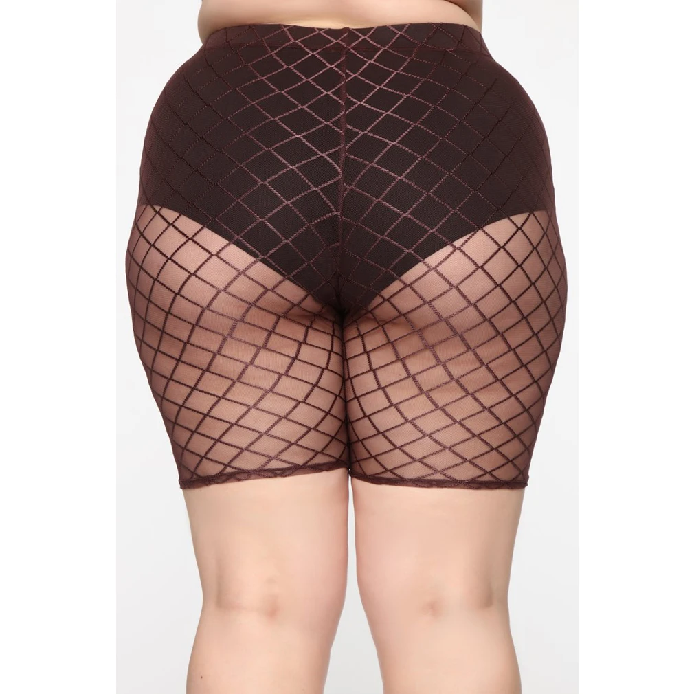 short pants 2019 Women Fishnet High Waist Shorts Fashion Mesh Sheer See Through Hollow Legging Shorts Swimwear Casual Skinny Trousers trendy plus size clothing
