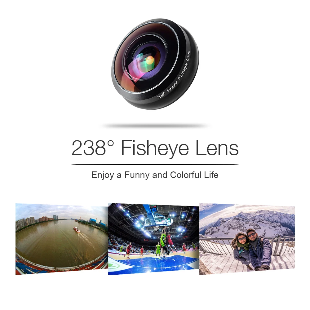 Объектив APEXEL мобильный телефон объектив 238 градусов super fisheye 0.2X широкоугольный с